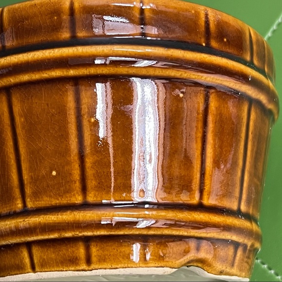 VINTAGE Pottery Barrel Planter Made in Taiwan - Picture 4 of 11